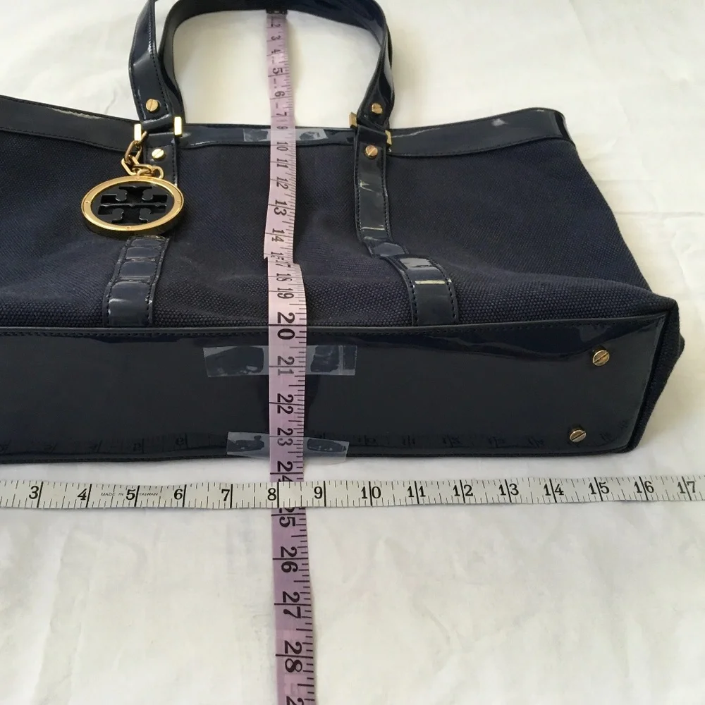 TORY BURCH Vintage Janey Tote Navy Blue